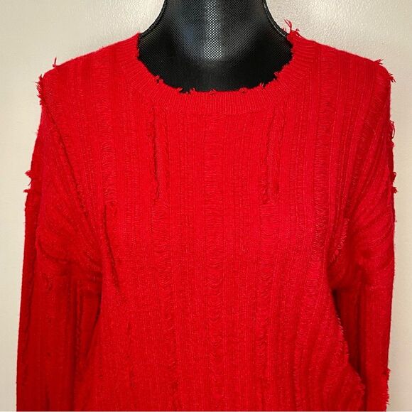 RtA Emmet Sweater Distressed Crewneck Cherry Pullover Knit Grunge Red Size XS - Picture 3 of 10